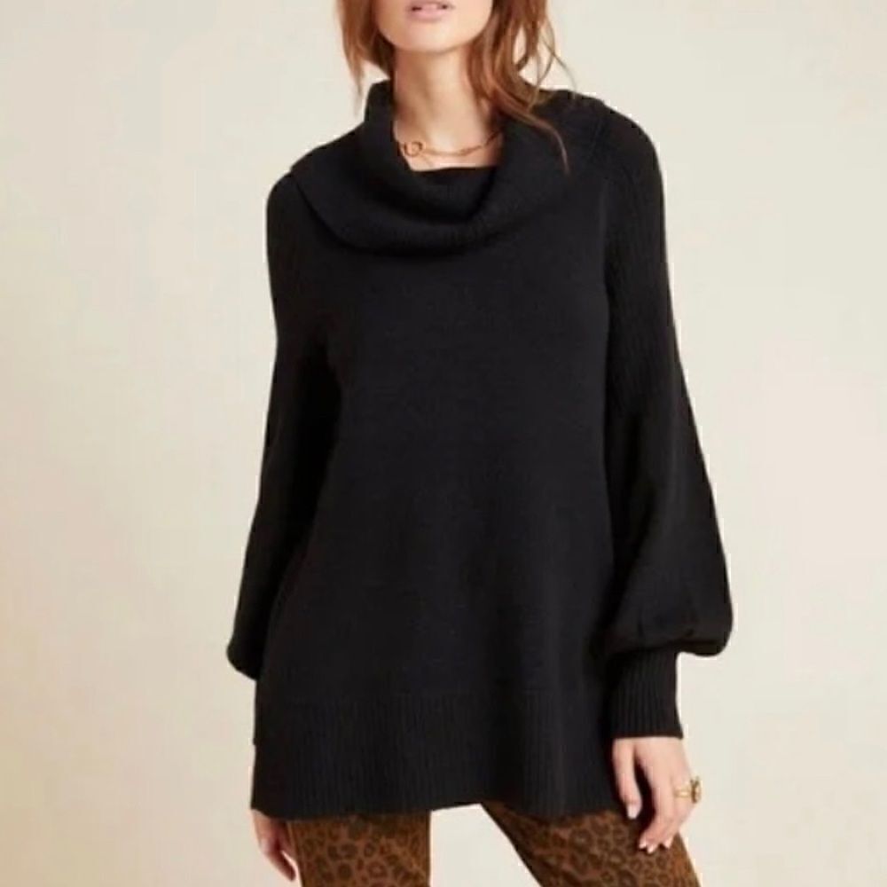 Anthropologie Paloma cowl neck balloon sleeve sweater black